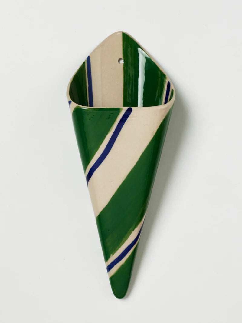 FOLLY WALL VASE GREEN STRIPE