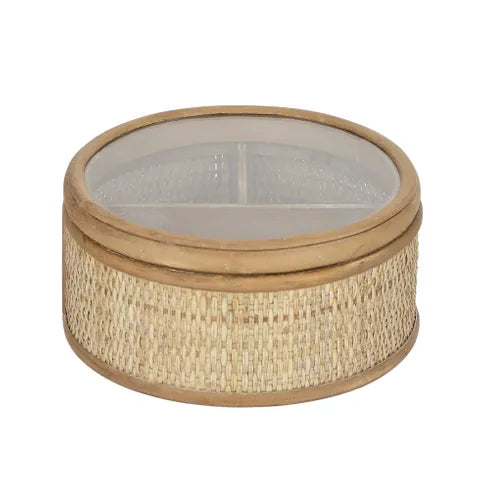 Reyna Rattan Round Jewel Box 21x10cm