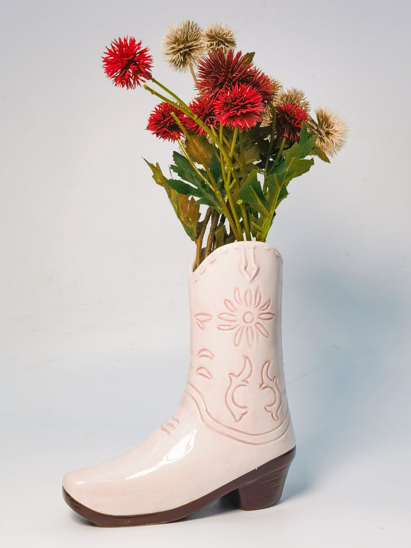 Cowgirl Boot Vase Pink